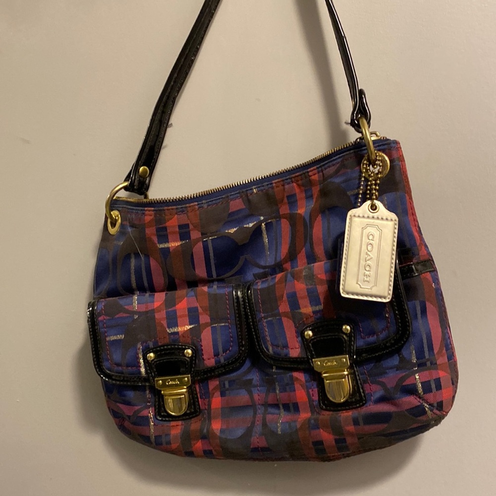 plaid coach poppy bag